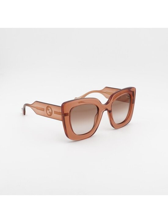 Gucci GG1556S 004 Sunglasses Shiny Brown Square Frame, Brown Gradient Lenses main image 7